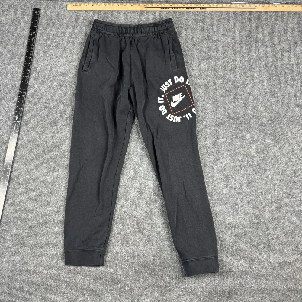 Nike Sweatpants Boys Size XL Black Just Do It Graphic Fleece Joggers Standard